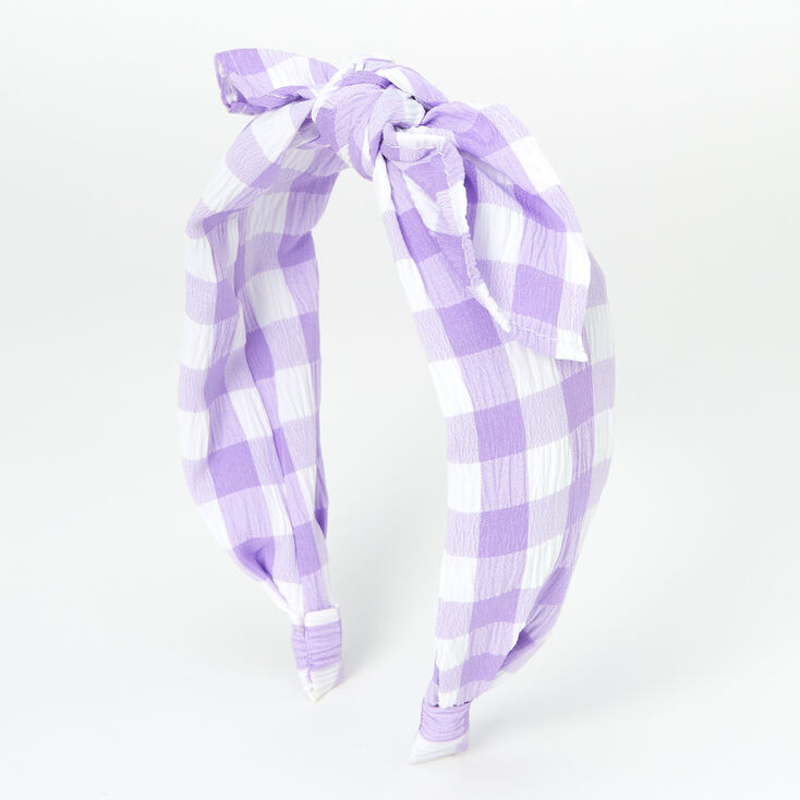 Purple Gingham Knotted Headband,
