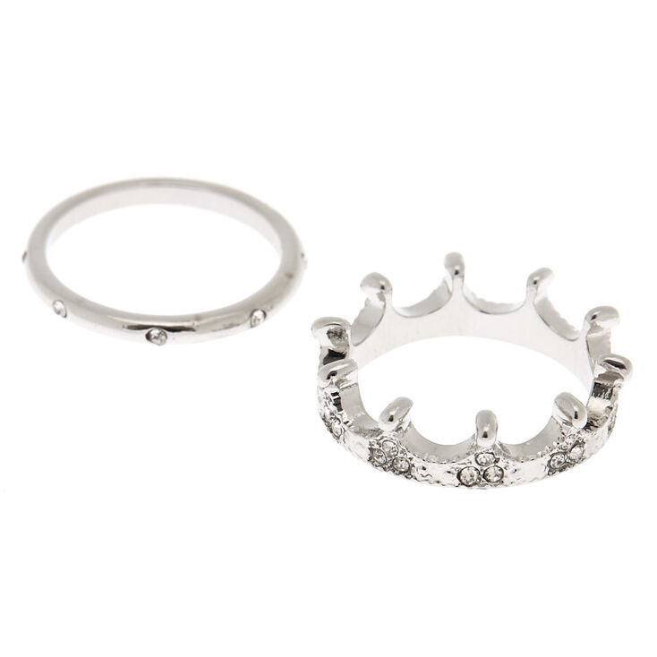 Silver Crown Rings - 2 Pack,