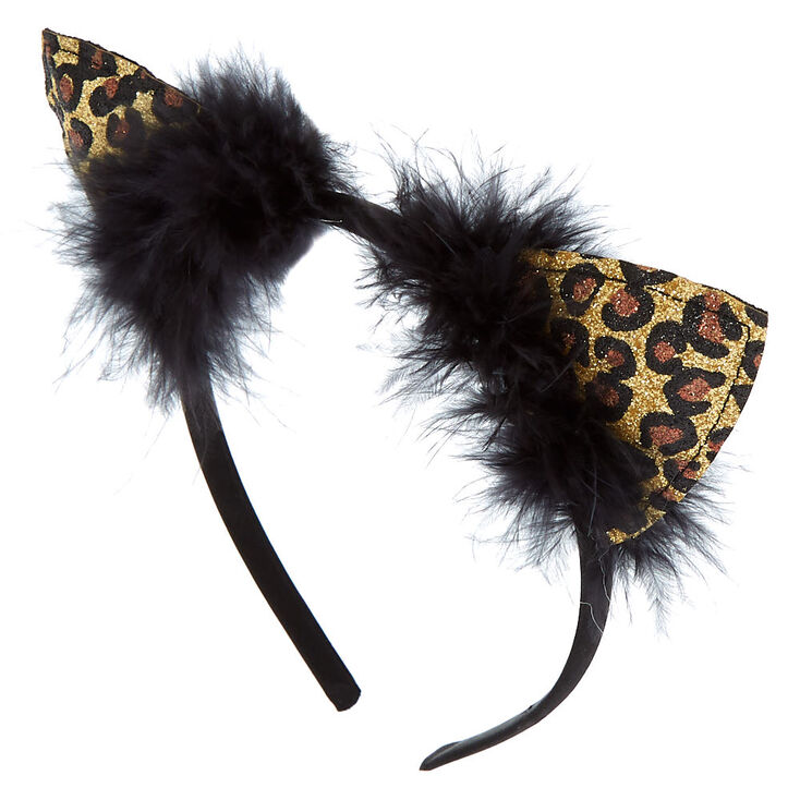 Leopard Glitter Cat Ears Headband Claire S Us