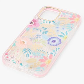 Pink Floral Clear Protective Phone Case - Fits iPhone&reg; 12/12 Pro,