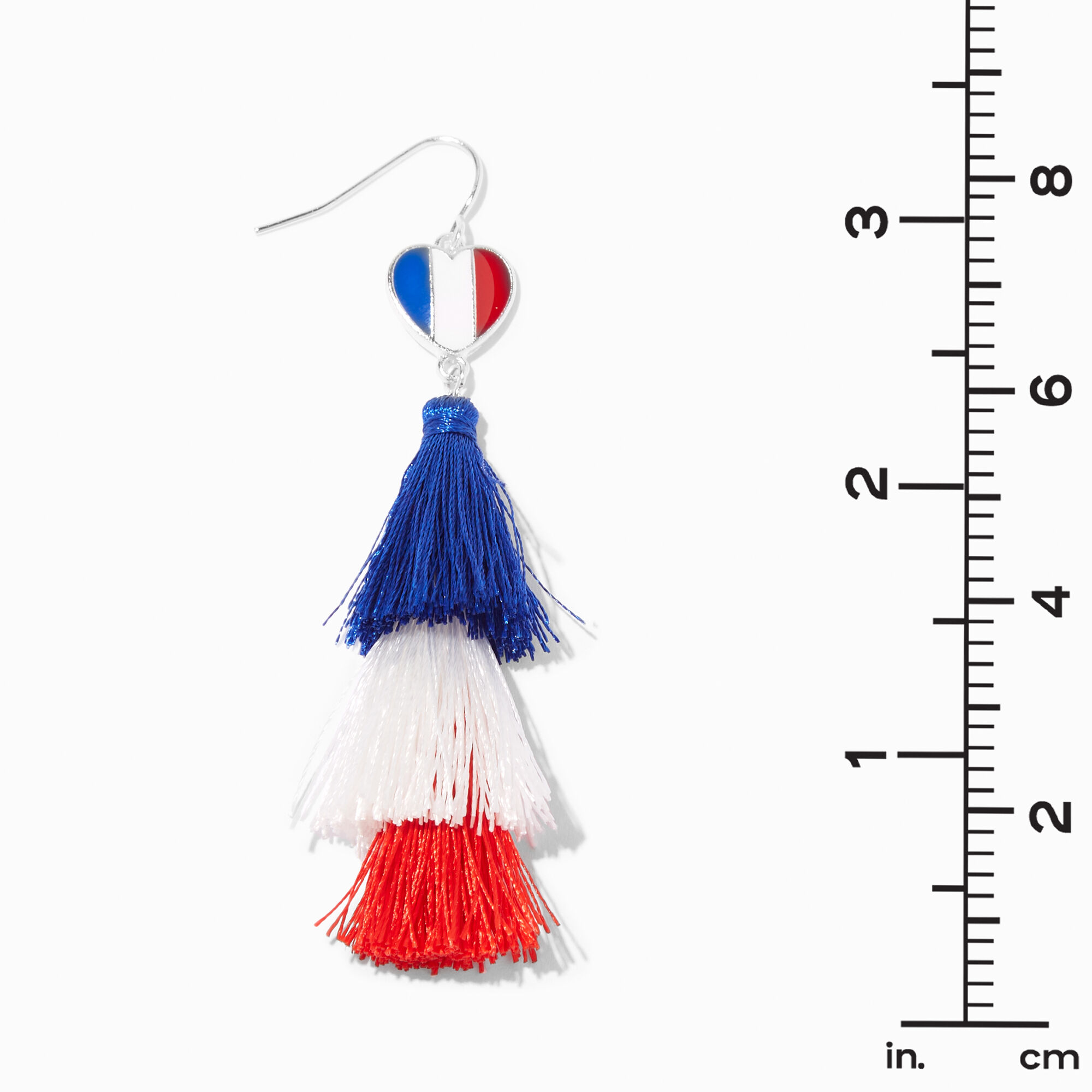 Red White Blue Tassel Drop Earrings