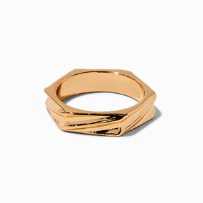 Gold-tone Textured Bolt Ring,