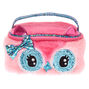 Trousse de maquillage chouette en peluche rose,