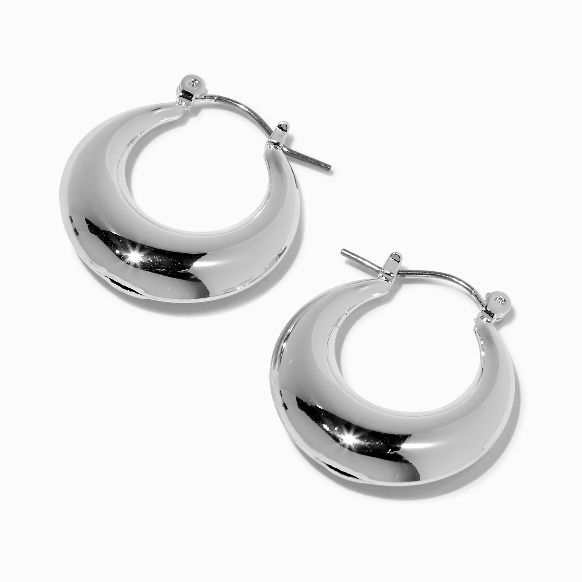 View Claires Tone Round Tube 22MM Hoop Earrings Silver information