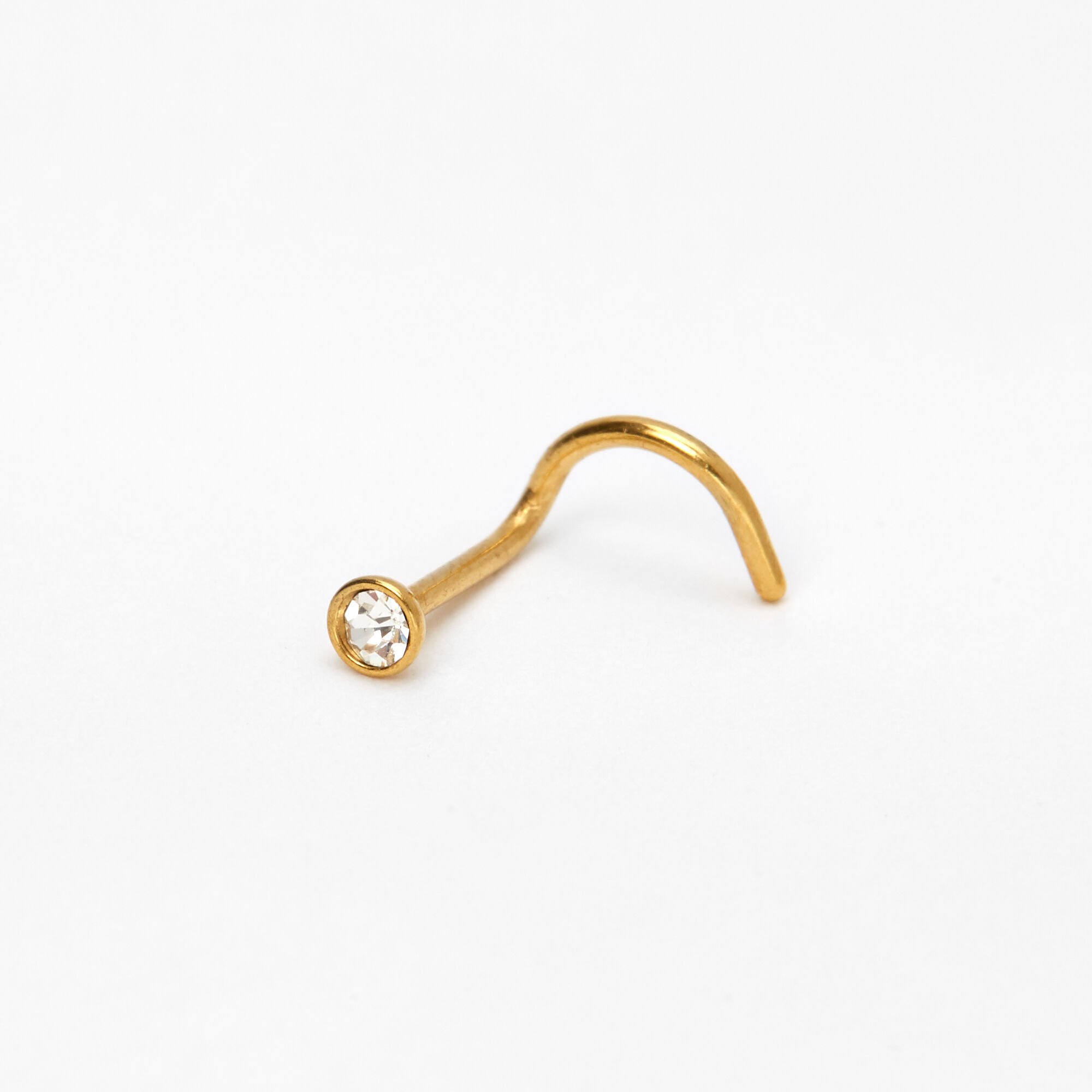 Gold tone 20G Crystal Bezel Nose Stud