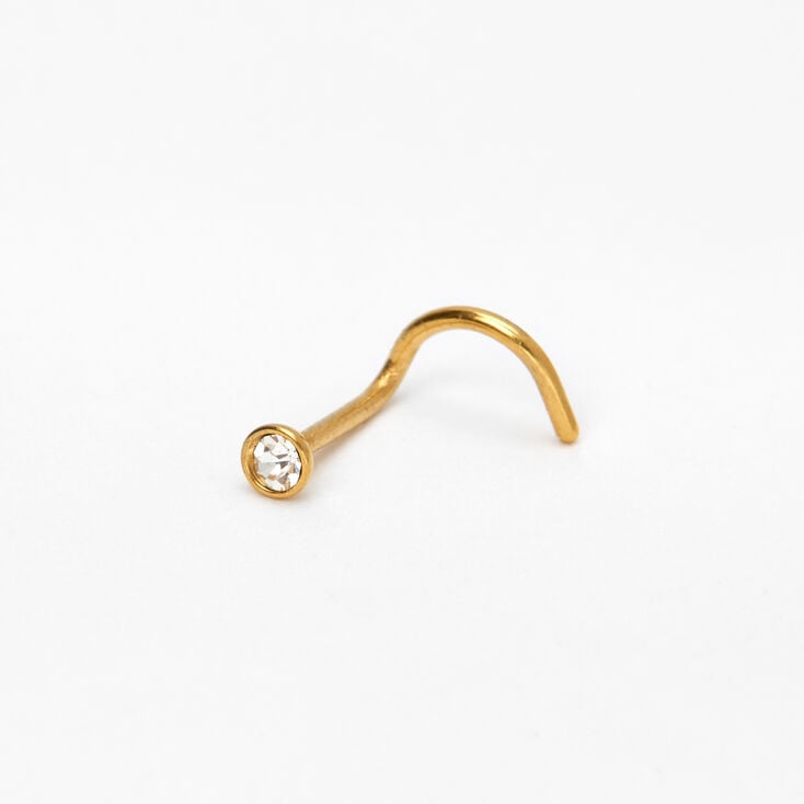Gold 20G Crystal Bezel Nose Stud,