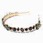 Black Rhinestone Gold Skinny Headband,