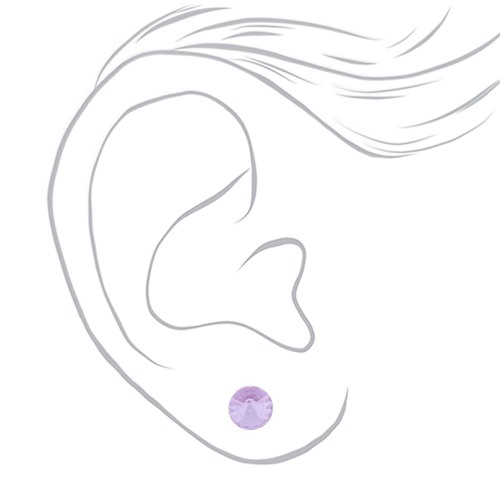 Sterling Silver Swarovski® Stone Stud Earrings - Lilac,