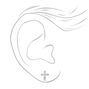 Stainless Steel Crystal Cross Studs Ear Piercing Kit with Ear Care Solution,