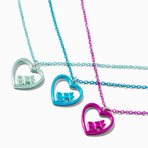 Best Friends Metallic Heart Script &quot;BFF&quot; Necklaces - 3 Pack,