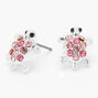 Silver Embellished Turtle Stud Earrings - Pink,