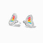 Sterling Silver Crystal Enamel Half Butterfly Stud Earrings,