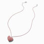 Pink Pav&eacute; Crystal Heart Pendant Necklace,