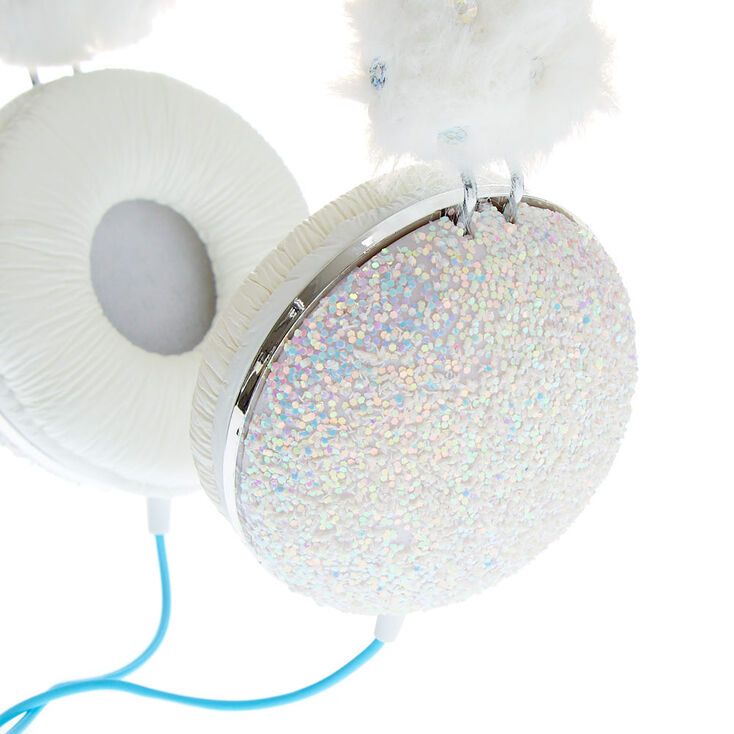 Casque audio licorne paillet&eacute; - Blanc,