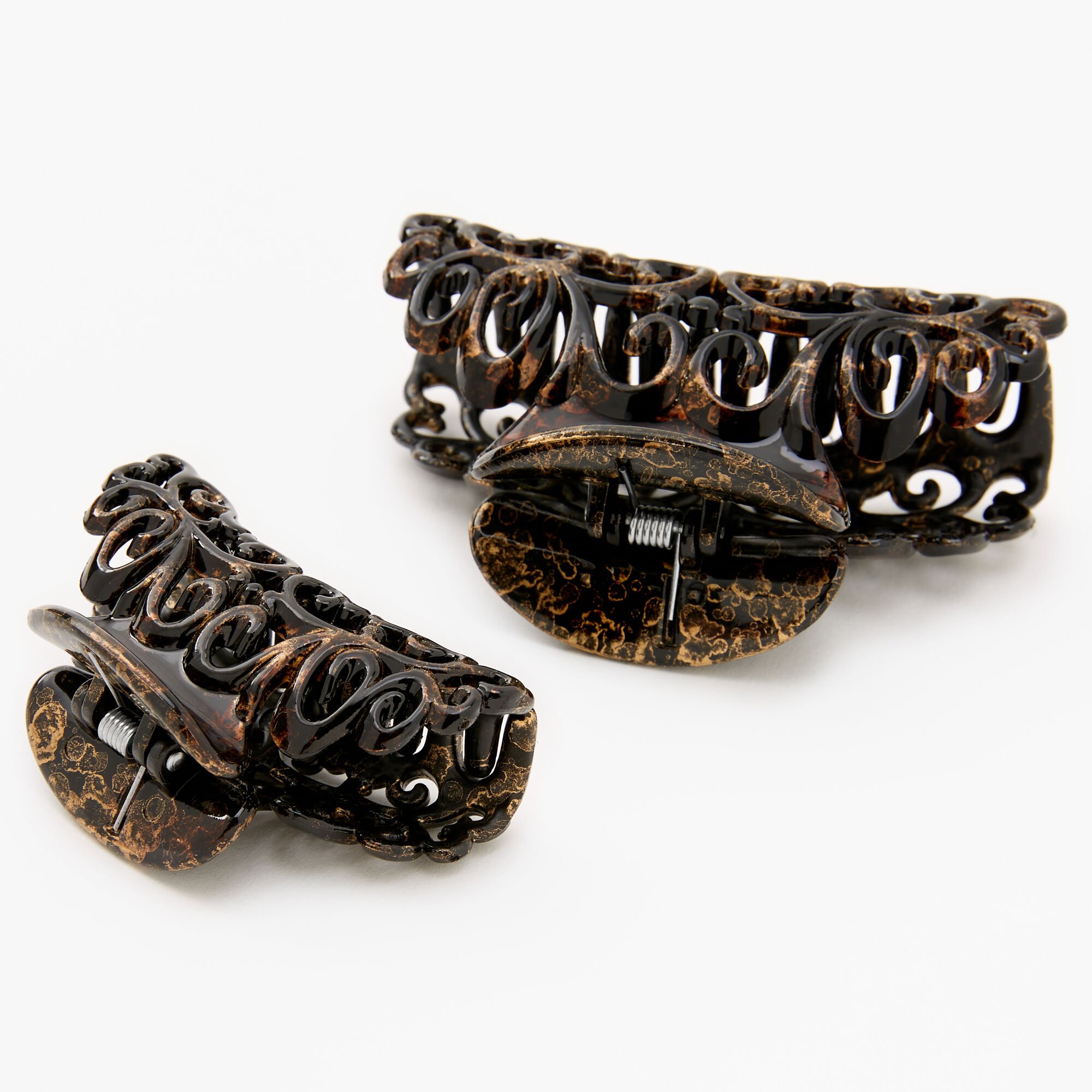 Filigree Oil Slick Hair Claws - Brown, 2 Pack,