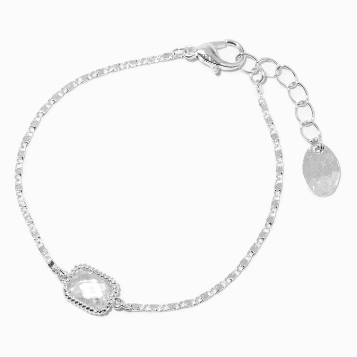 Silver-tone Cubic Zirconia Halo Chain Bracelet,