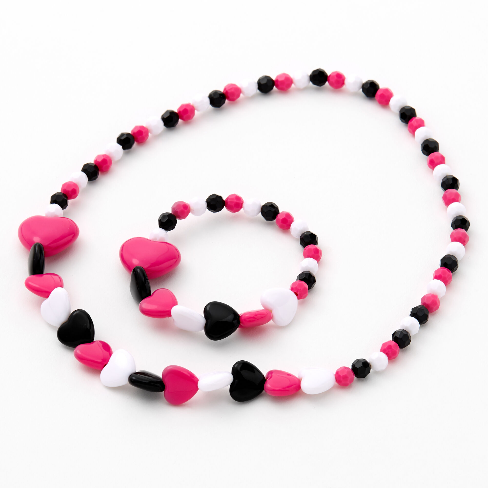 Claire's Club Beaded Hearts Jewelry Set - 2 Pack,