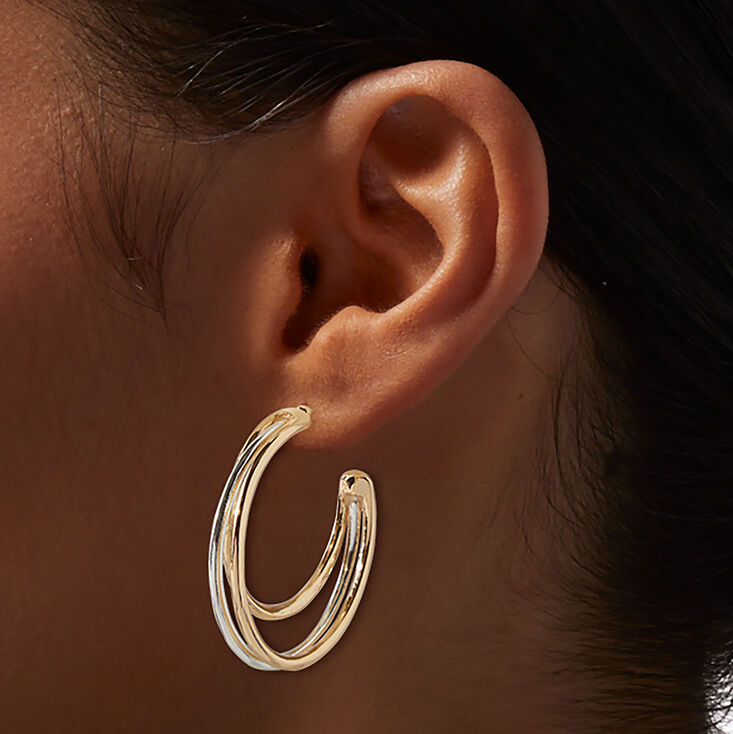 Mixed Metal Two-Toned 40MM Hoop Earrings ,