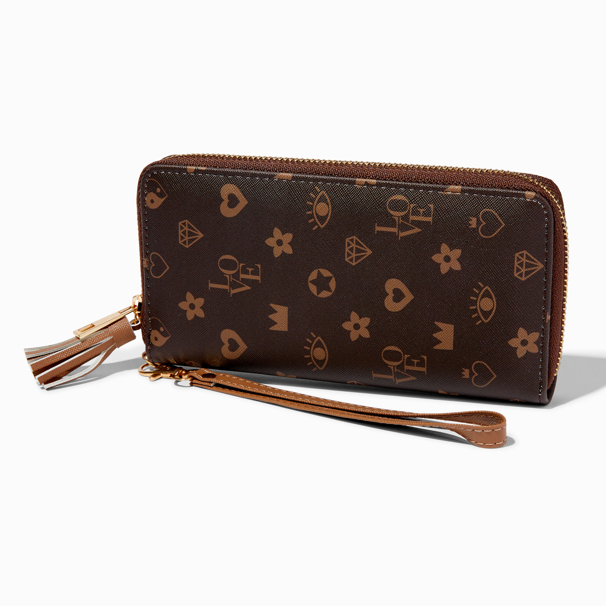 Brown & Black Status Icons Wristlet