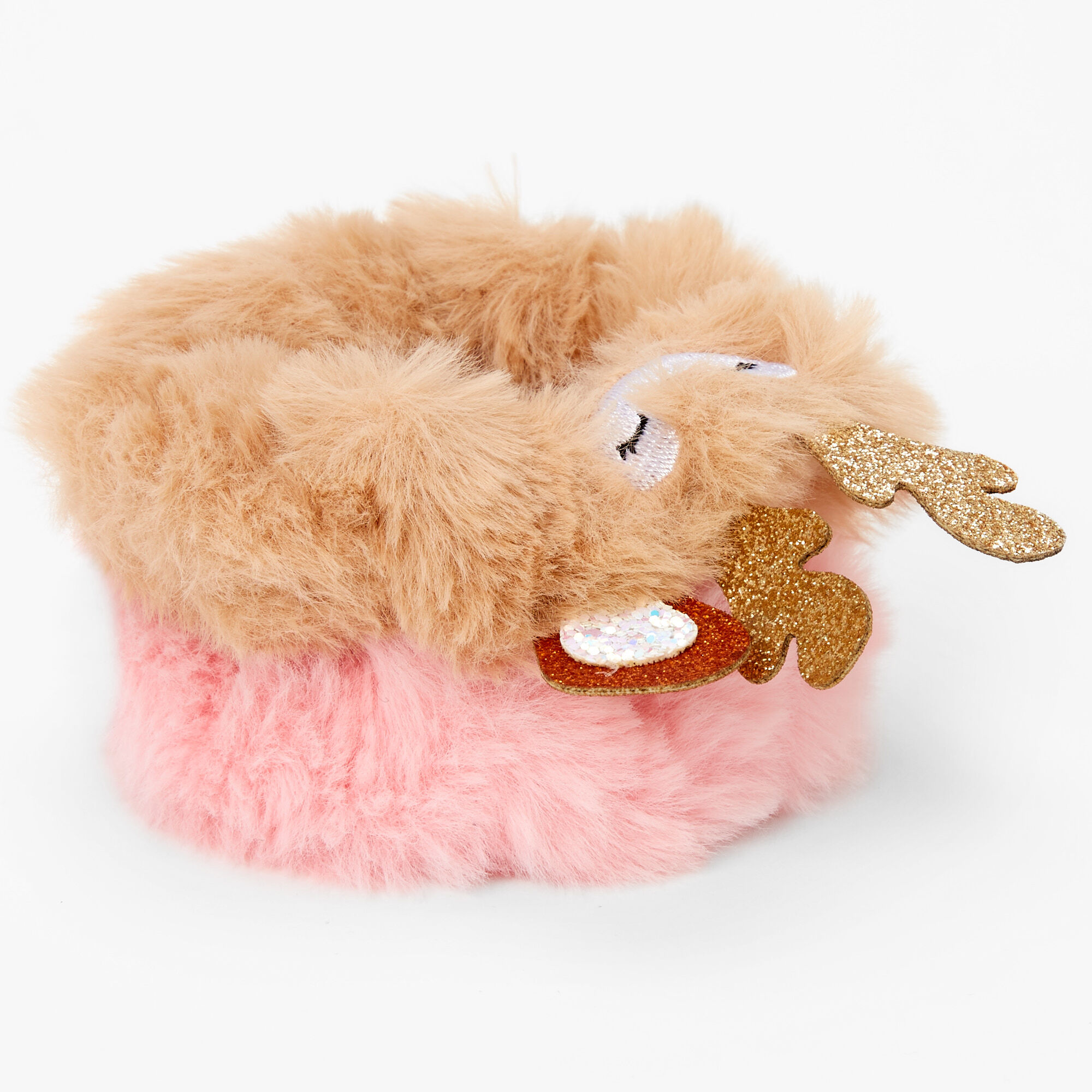 Claire's Club Medium Glitter Deer Hair Scrunchies - Brown,