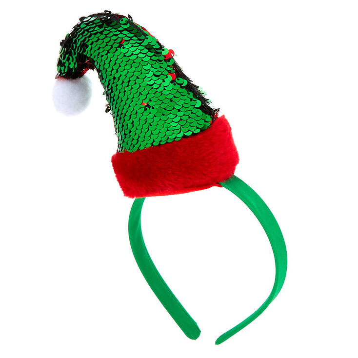 Serre-t&ecirc;te bonnet de lutin &agrave; sequins r&eacute;versibles,