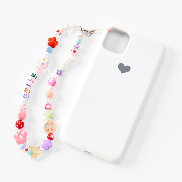 Pink Icon Beaded Phone Strap,