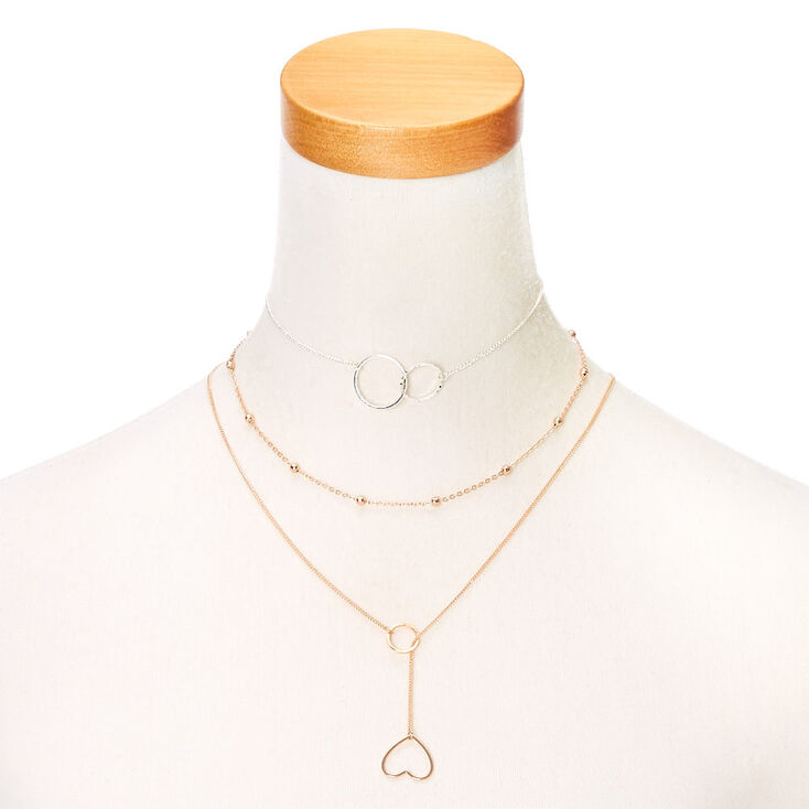 Mixed Metal Y-Neck Choker Set,