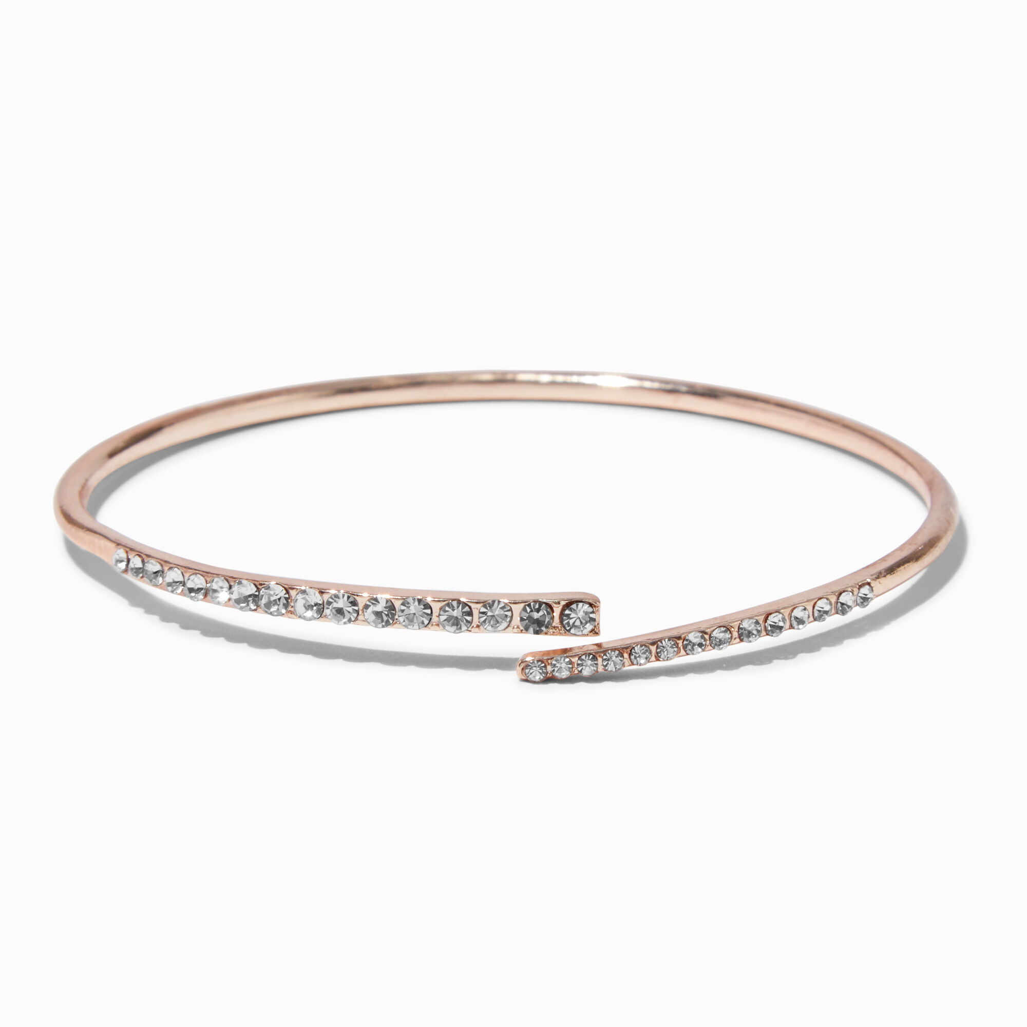 View Claires Tone Rhinestone Wrap Bangle Bracelet Rose Gold information