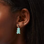 Blue 0.5&quot; Glow In The Dark Gummy Bear Clip On Drop Earrings,