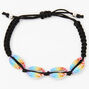 Rainbow Ombre Cowrie Shell Adjustable Cord Bracelet,