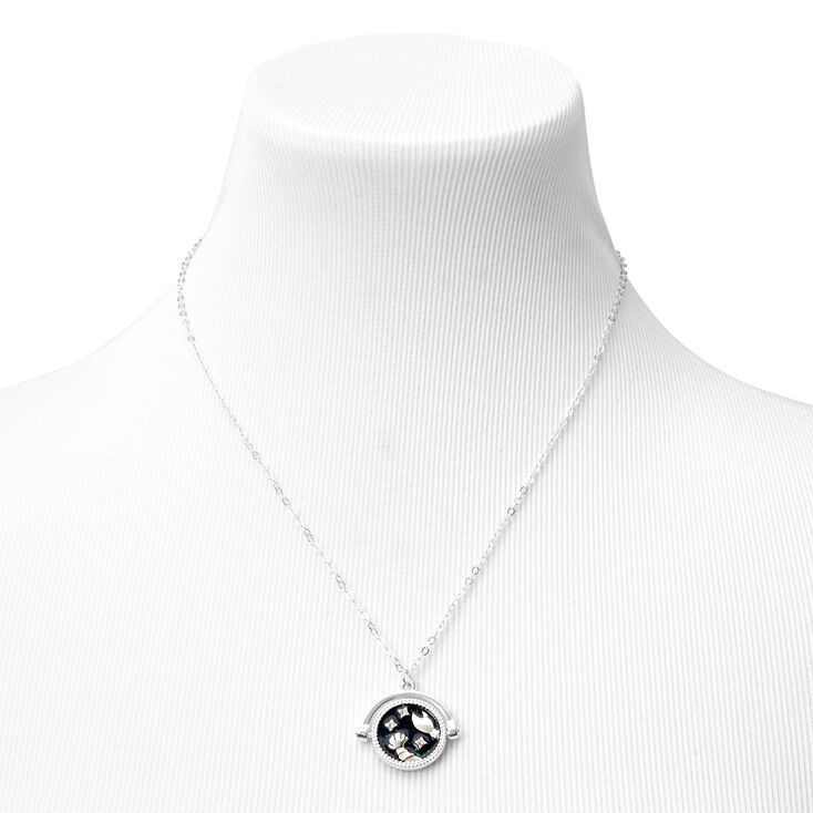 Silver Glow In The Dark Zodiac Spinning Pendant Necklace - Cancer,