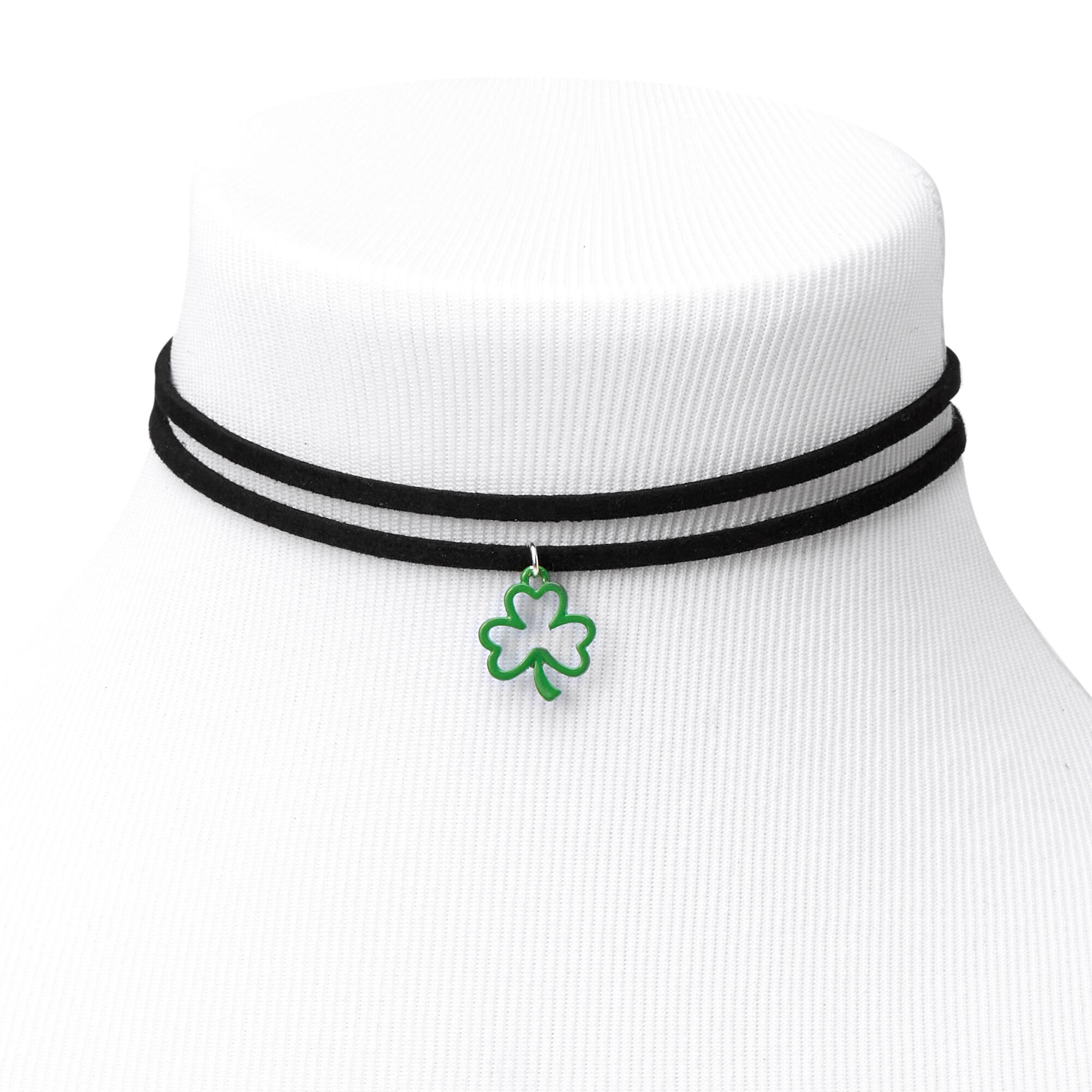 Shamrock Choker Necklaces Black 2 Pack