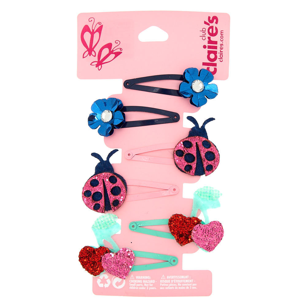 Claire's Club Spring Glitter Snap Hair Clips - 6 Pack,