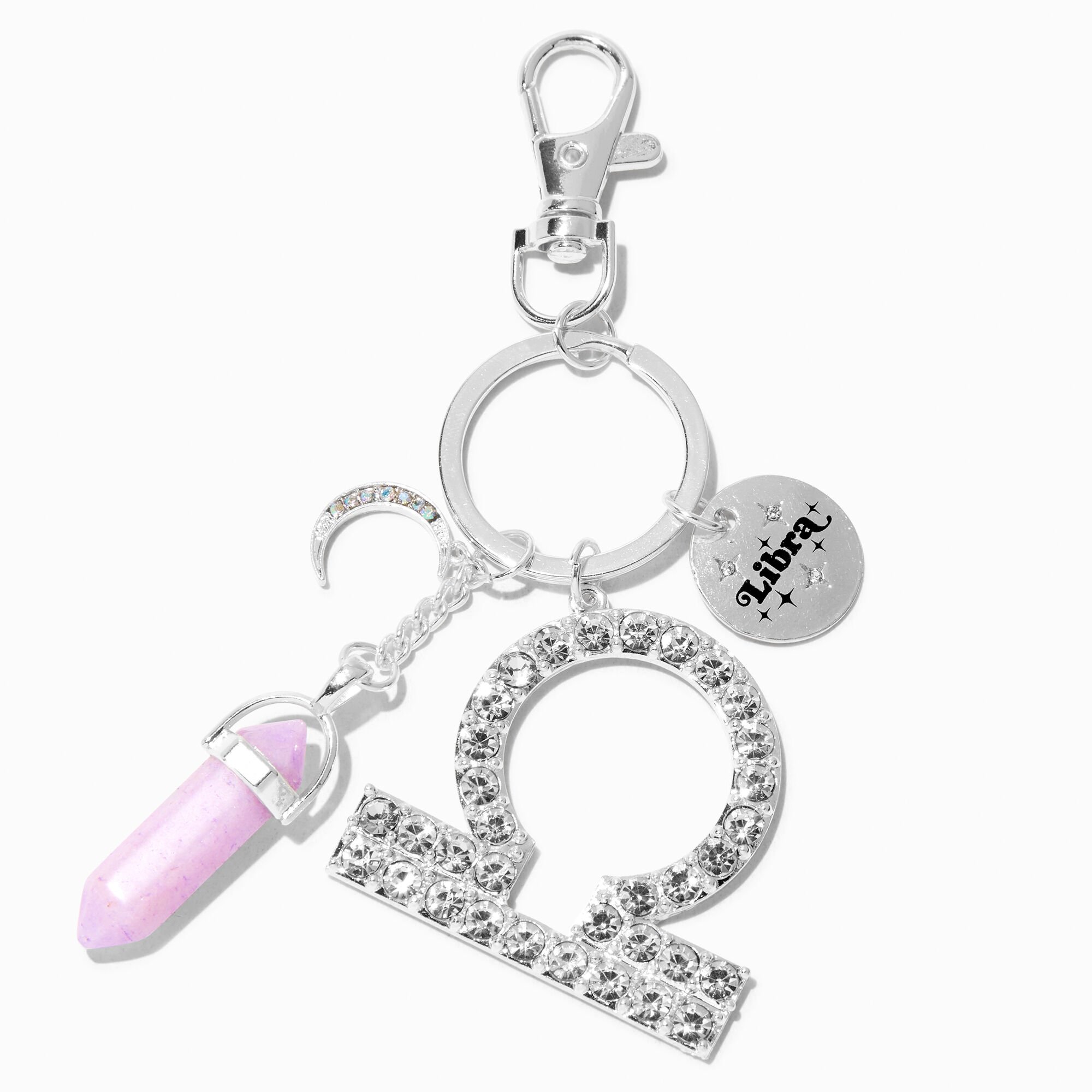 View Claires Libra Mystical Gem Zodiac Keyring Silver information