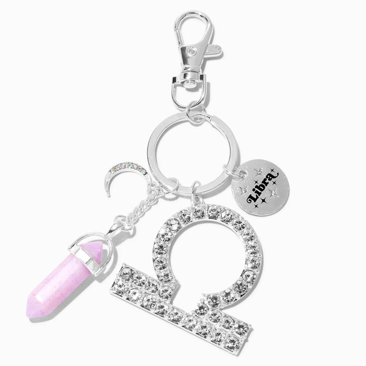 Libra Mystical Gem Silver Zodiac Keychain,