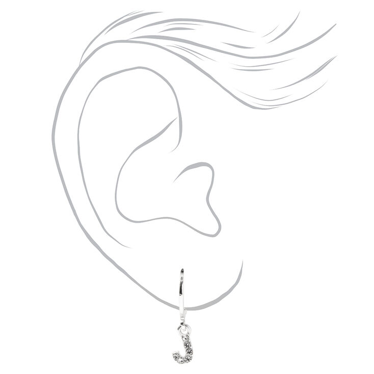Silver Initial Earring Stackables Set &#40;3 Pack, J&#41;,