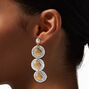 Crocheted Gold-tone Seashell 3&quot; Drop Earrings ,