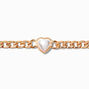 Gold-tone Pearl Heart Choker Necklace ,