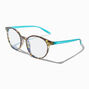 Solar Blue Light Reducing Tortoiseshell Teal Oval Clear Lens Frames,