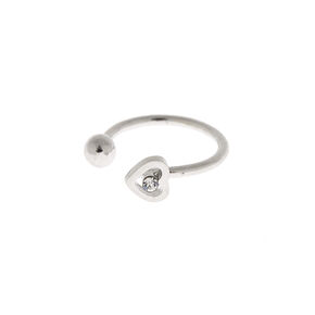 Silver-tone Stainless Steel Heart Outline Faux Nose Ring,