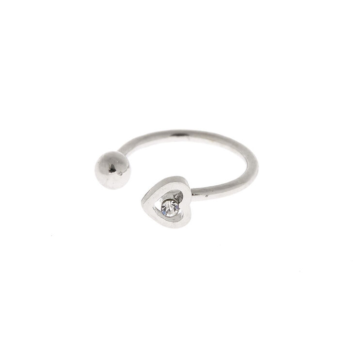 Silver-tone Stainless Steel Heart Outline Faux Nose Ring,