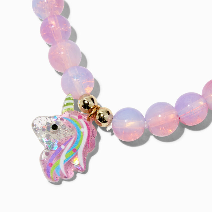 Bracelet &eacute;lastique perl&eacute; licorne &agrave; paillettes,