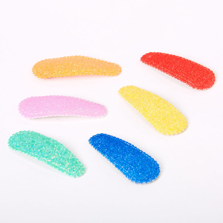 Claire&#39;s Club Rainbow Glitter Scalloped Snap Hair Clips - 6 Pack,