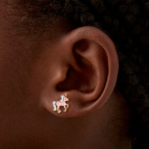 Pink Unicorn Stud Earrings - 9 Pack ,