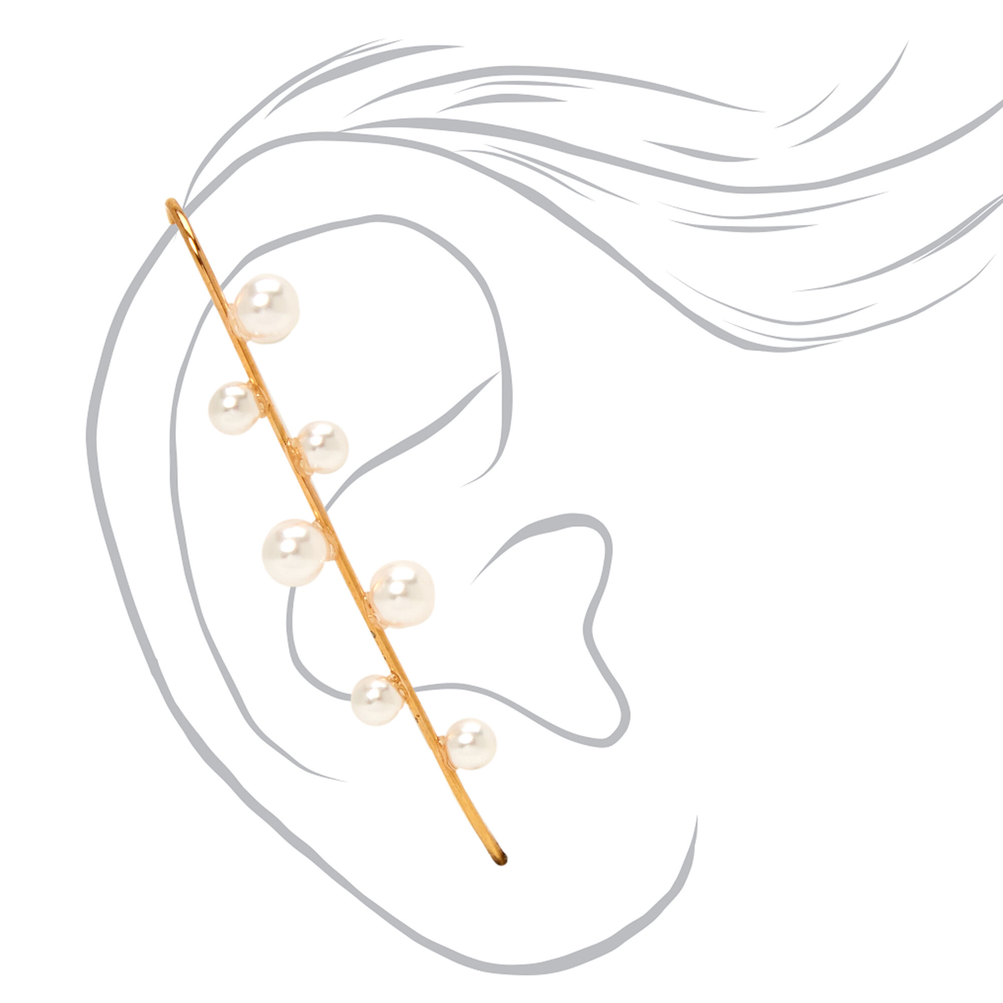 Gold Pearl Ear Cuff Pin,