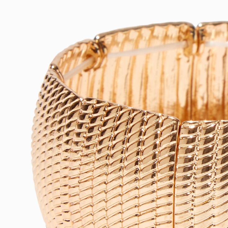 Gold Textured Band Stretch Bracelet,
