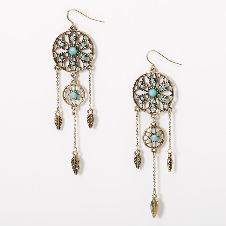 Claire's Pendantes attrape-rêves effet bruni 9 cm couleur argentée - Turquoise