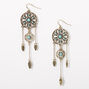 Silver 3.5&quot; Burnished Dreamcatcher Drop Earrings - Turquoise,