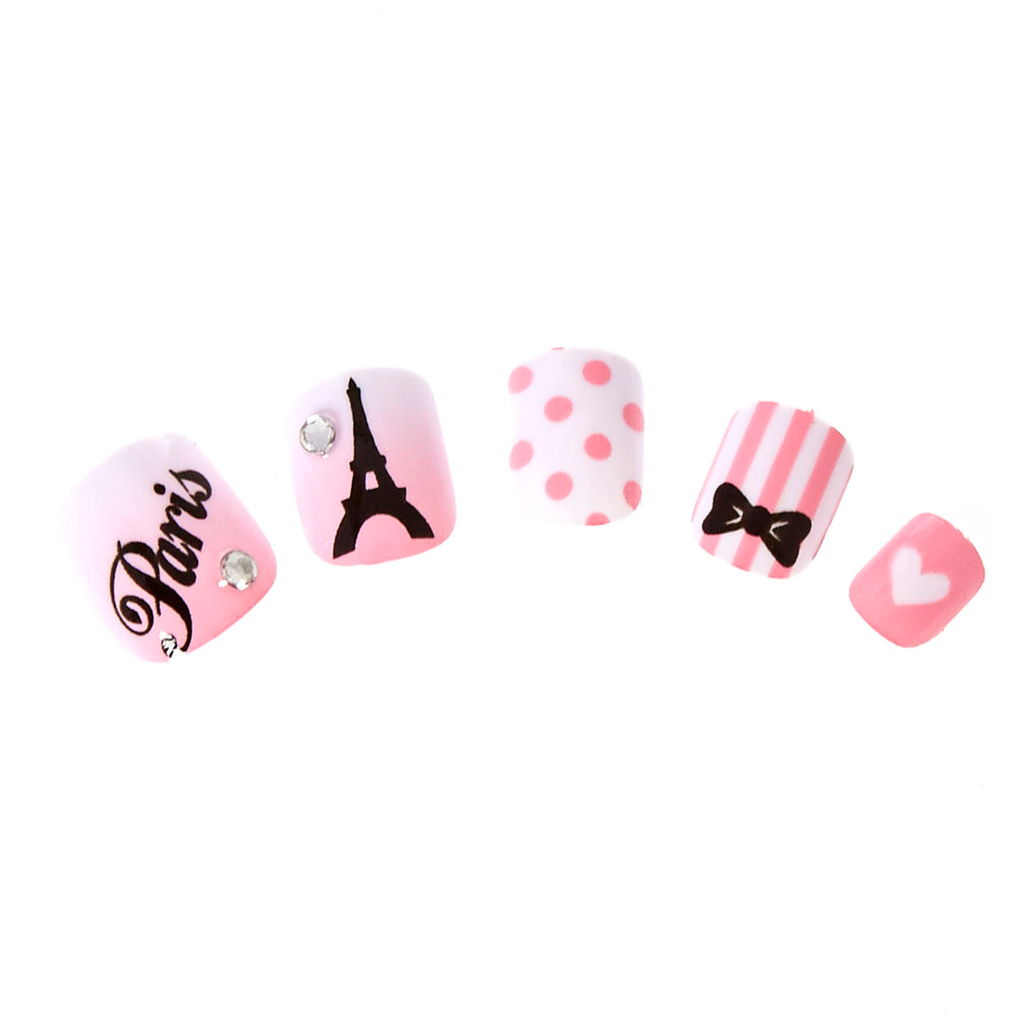 Kids Pink Paris Press On Nail False Nails Claire S