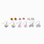 Mixed Pastel Butterfly Studs &amp; Drop Earrings Set - 6 Pack,
